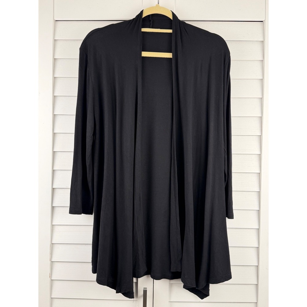 Urim Cardigan L Black Open Front Draped Jersey Lightweight Long Sleeve